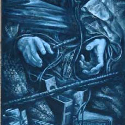 Messie 2013 Oil On Wood 43x155 Cm