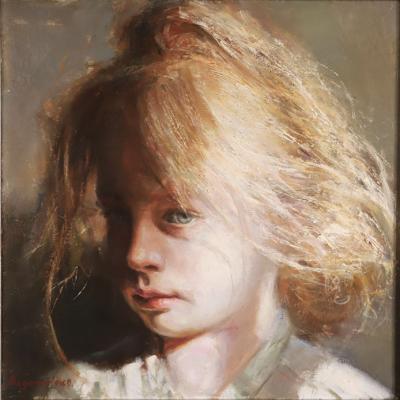 Portrait Of A Girl 40x40cm Oilon Canvas