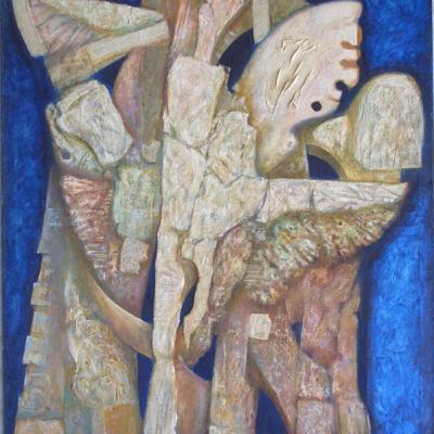 Leda and swan | 2005 Mixed media on canvas | 120x140cm | © Oleg Bogomolov