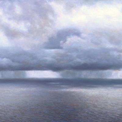 Rain On The Lake 2022 90x120cm Oil On Canvas